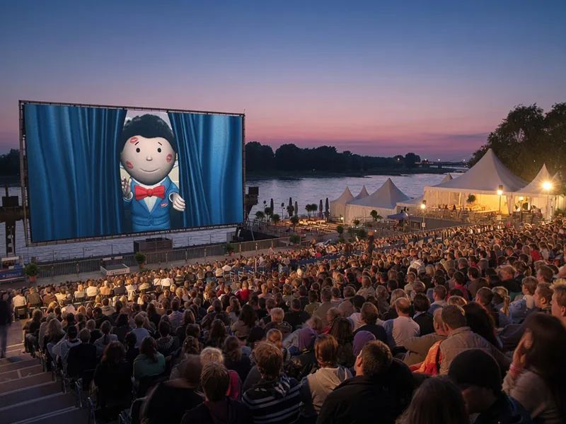 Digital ültje brand character on an open-air screen in front of a large audience